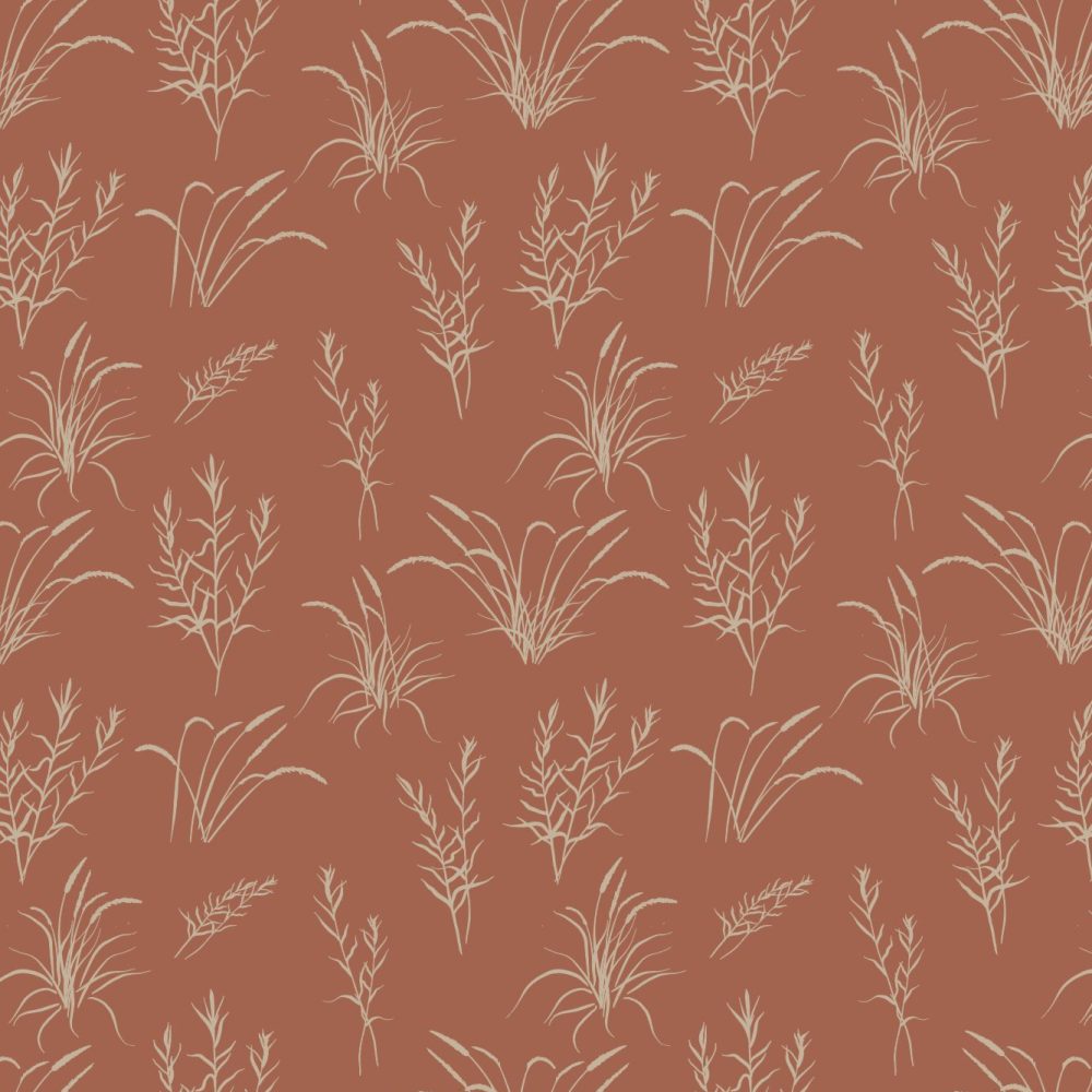 California Grassland wallpaper in terracotta
